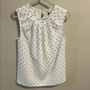 Mango Black Polka Dot Sleeveless Top. Size 6